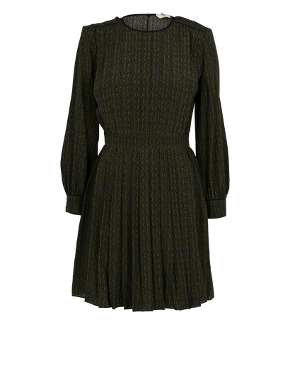 Fendi Pleated Midi Dress, £350, Clothing, Black/Green, Silk, Front view