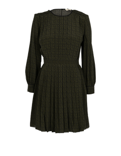 Fendi Pleated Midi Dress, Silk, Green/Black, UK8, 1*