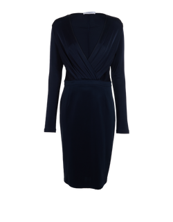 Givenchy V-Neck Long Sleeves Dress, Viscose, Navy, UK 14, 2*