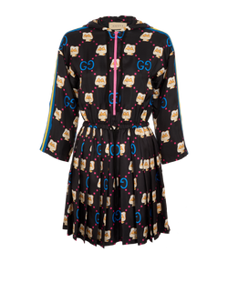 Gucci Pikarar GG Dress, Silk, Blk/Multi, Sz XXS, 3*