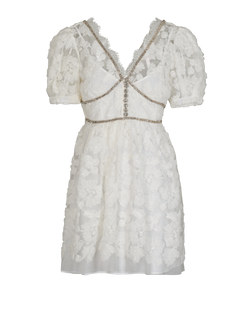 Self-Portrait Ribbon Lace Mini Dress, Polyester, White, UK10, 3*