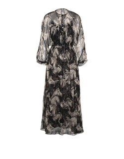 Gucci Horse-Print Maxi Dress, Silk, Black/Grey, UK10, 2*