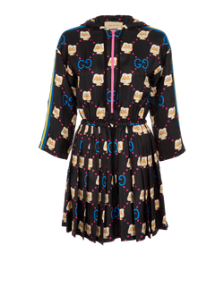Gucci GG Pikarar Dress, Silk, Black, Sz S, 3*