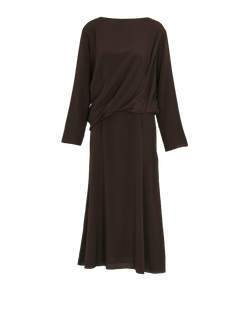 Celine Long Sleeve Dress, Acetate/Silk, Brown, UK10, 2*