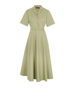 Gucci GG Supreme Belted Shirt Dress, Cotton/Poly, Green, UK10, 2*