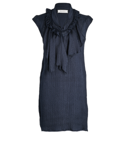 Marni 2010 Ruffled Sleeveless Dress, Silk/Linen, Navy, UK 6, 2*