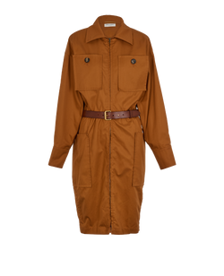 Saint Laurent Belted Midi Dress, Cotton, Orange, UK10, 3*