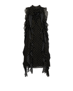 Burberry Polka Dot Ruffle Dress, Silk, Black, UK6, 3*