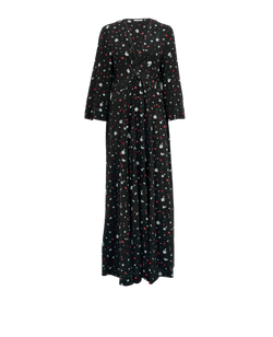 Ganni Floral Maxi Dress, Silk, Black, UK12, 2*
