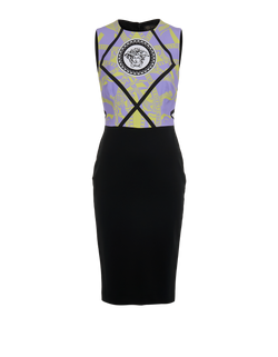 Versace Medusa Sleeveless Dress, Viscose, Black/Purple, UK8, 2*