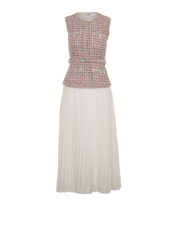 Self-Portrait Boucle Belted Dress, Poly, Pink/White, UK8, 2*