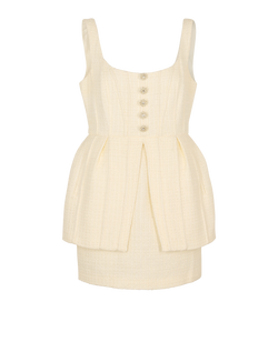 Self-Portrait Boucle Peplum Dress, Acrylic/Wool, Cream, UK12, 2*