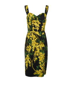 Dolce & Gabbana Floral Sleeveless Dress, Viscose, Black/Yellow, UK10, 1*
