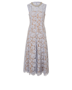 Self-Portrait Lace Pearl Midi Dress, Polyamide, Light Blue, UK10, 3*