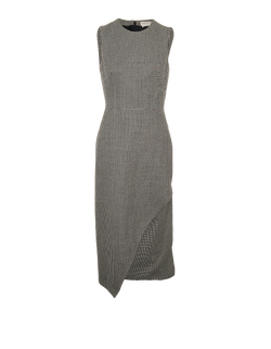 Alexander McQueen Houndstooth Asymmetric Dress, Wool, Black/White, UK10, 3