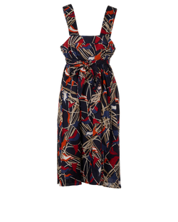 Burberry Sleeveless Dress, Cotton, Navy/Red, UK12, 2*