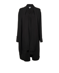 Loewe Anagram Tie-Neck Shirt Dress, Silk, Black, UK12, 1*