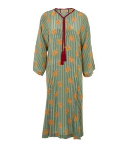 Gucci Striped Kaftan Dress, Silk, Green, UK6, 2*