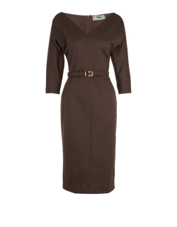 Fendi Belted Dress, Poly/Silk, Brown, UK8, 2*
