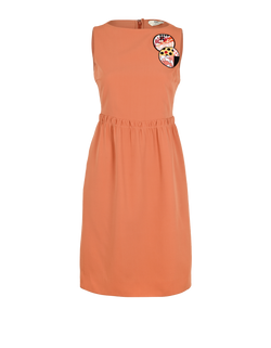 Fendi Sleeveless Embellished Dress, Silk, Orange, UK8, 2*