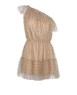 Gucci Polka Dot Asymmetric Dress, Polyamide, Beige, UK10, 3*