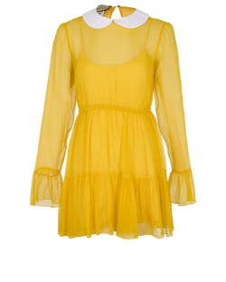 Gucci Collared Ruffle Dress, Acetate, Yellow, UK 14, 3*