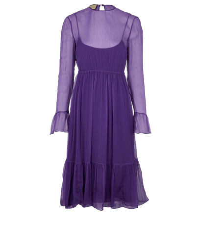 Gucci Chiffon Dress, £395, Clothing, Purple, Silk, Front view