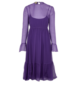 Gucci Chiffon Dress, Silk, Purple, UK10, 3*