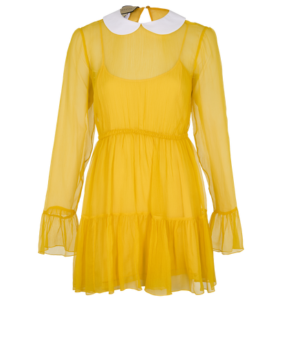 Gucci Chiffon Creponne Dress, £220, Clothing, Yellow, Silk, Front view