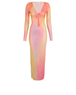 Self-Portrait Embellished Gradient Maxi Dress,Poly,Pink/Orng/Yllw,UK 6,3*