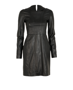 Chanel Long Sleeves Dress, Leather, Blk, UK8, 2*