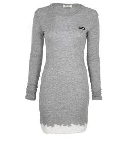 Miu Miu Lace Long Sleeves Dress, Cotton, Grey, Sz M, 3*