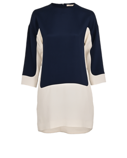 Celine Two-Tone Mini Dress, Viscose, Navy/White, UK 8, 3*