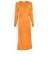 Ganni Midi V-Neck Dress, £80, Clothing, Orange, Fabric, Front view