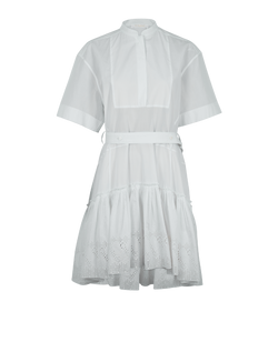 Chloe Belted Dress, Polyester, White, UK12, 3*