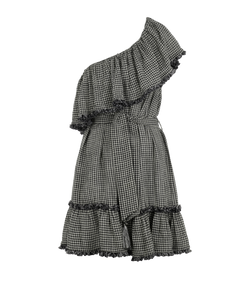Zimmermann Vichy Check Dress, Linen/Cotton, White/Blk, UK10, 2*