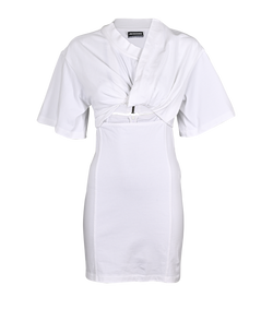 Jacquemus La Robe T-Shirt Bahia Dress, Cotton, White, Sz XS, 3*