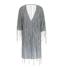 Bottega Veneta Fringed Dress, Suede, Blue, UK8, 1*