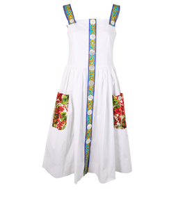 Dolce & Gabbana Button Up Dress, Cotton, White/Multi, Uk14, 4*