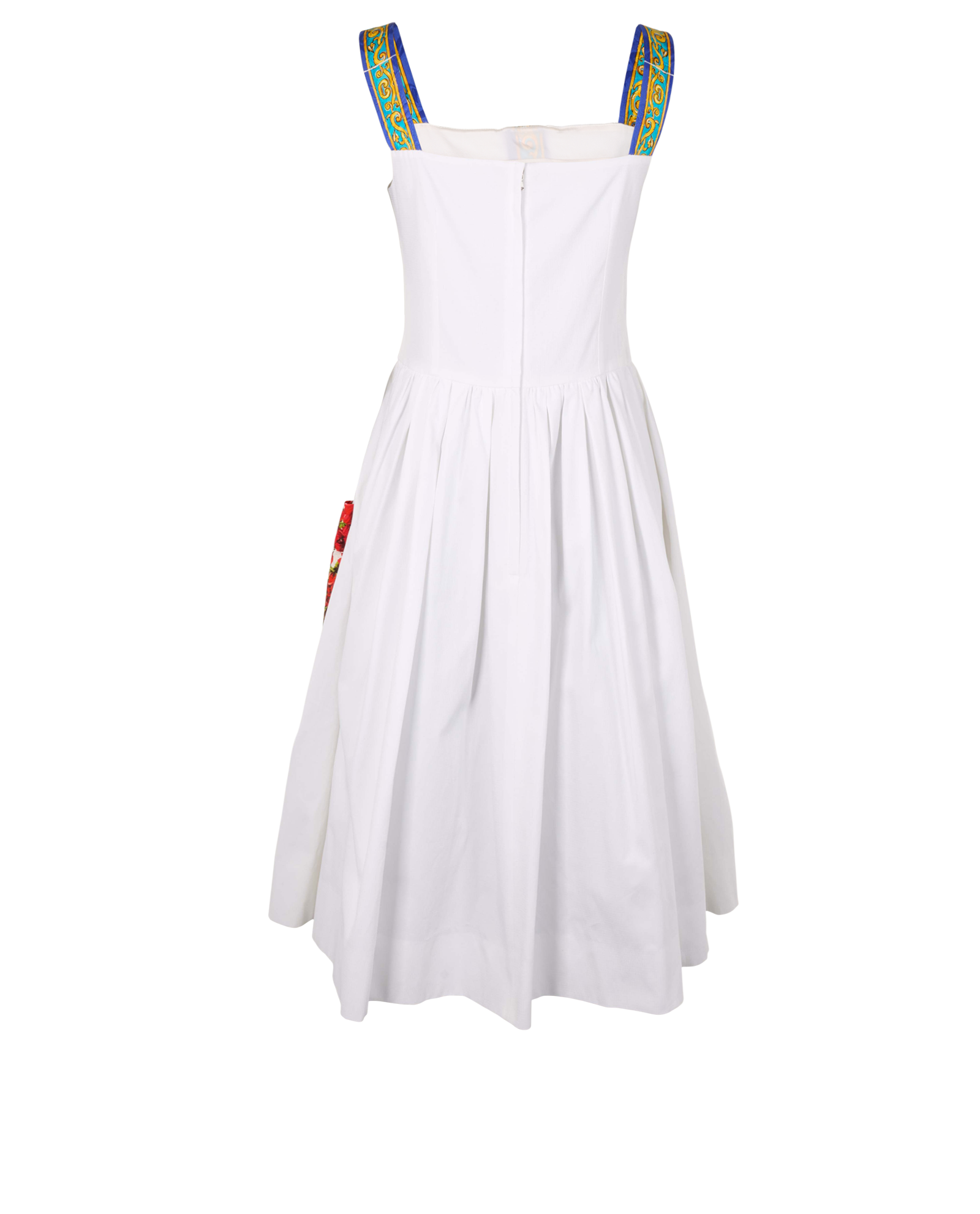 Dolce & Gabbana Button Up Dress, &pound;250, Clothing, Blue/White/Yellow, Cotton, Back view