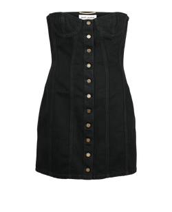 Saint Laurent Strapless Denim Dress, Cotton, Black, UK12, 3*