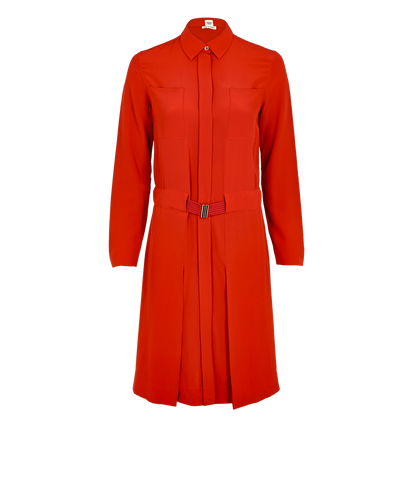 Hermes Belted Shirt Dress, &pound;350, Clothing, Orange, Silk, Front view