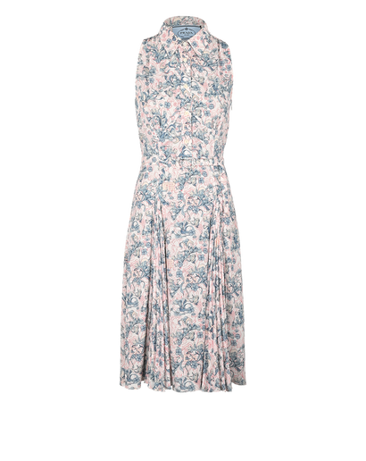 Prada Belted Logo Dress, £350, Clothing, Blue/Red/White, Polyester Mix, Front view