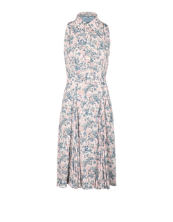 Prada Belted Logo Dress, Poly, White/Red/Blue, UK8, 2*