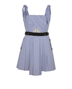 Self Portrait Striped Sailor Dress, Cotton, Blue/White, UK 12, 2*