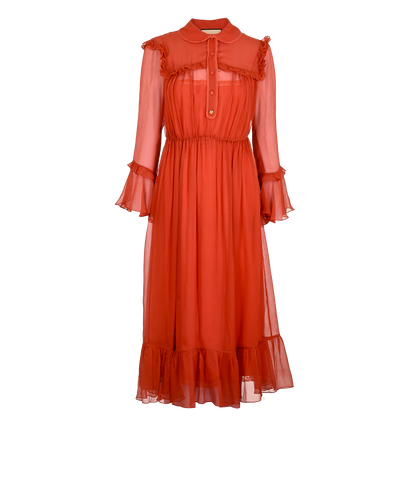 Gucci Chiffon Dress, £295, Clothing, Orange, Silk, Front view