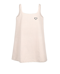 Prada Logo-Plaque Dyed Effect Sleeveless Dress,Cotton,Pink/Blue,UK 14,3*