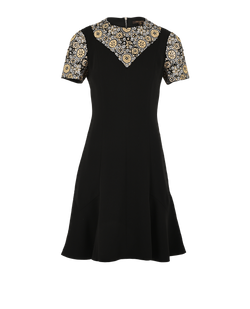 Louis Vuitton Short Sleeves Dress, Triacetate, Black/Gold, UK6, 2*