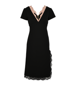 Gucci Lace Trimmed Dress, Viscose, Black, UK6, B, 3*