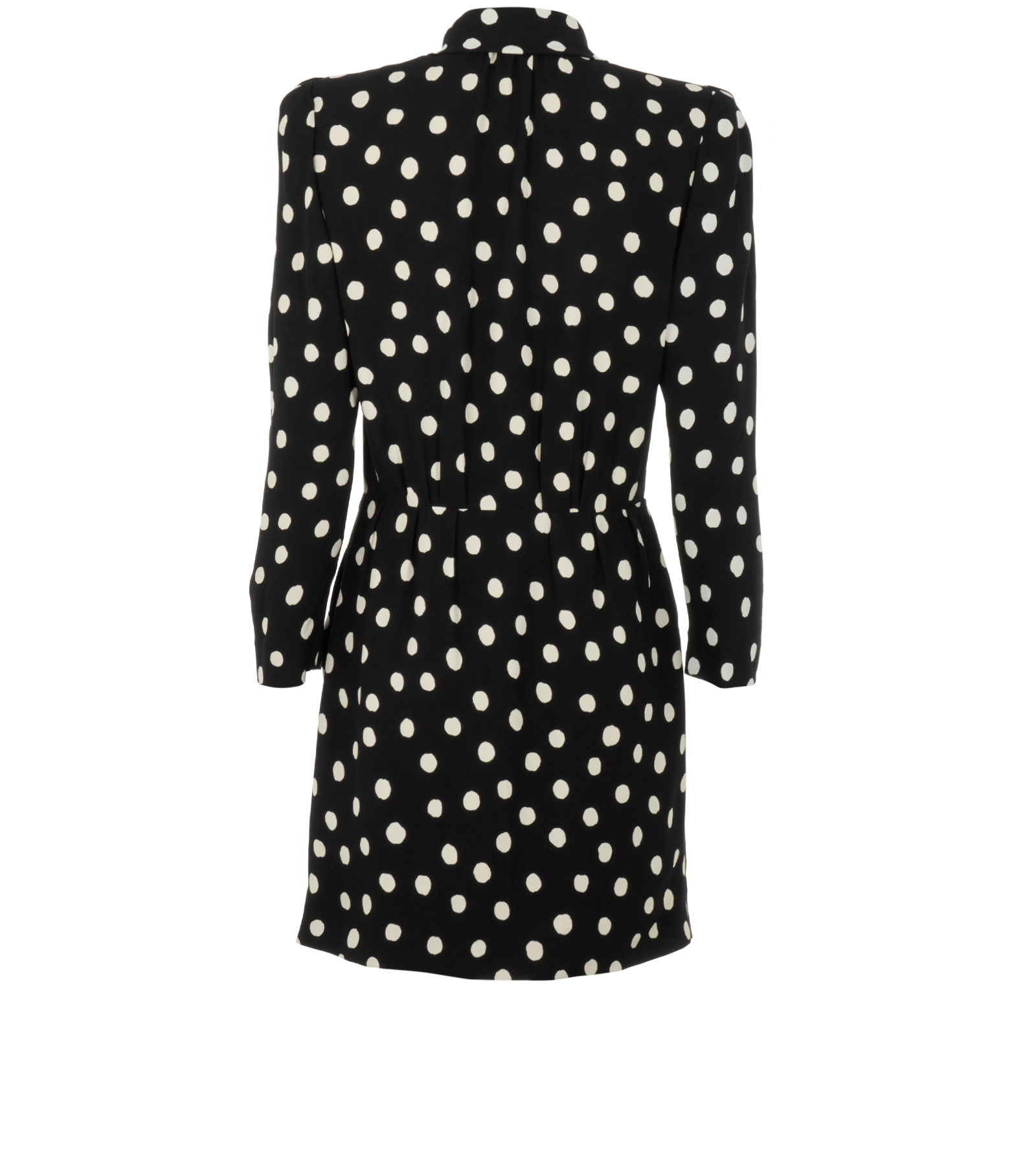Saint Laurent Polka Dot Tie-Neck Dress, &pound;330, Clothing, Black, Viscose, Back view
